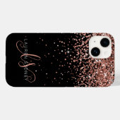 Glam Rose Gold Glitzer Elegantes Monogramm Case-Mate iPhone Hülle (Rückseite (Horizontal))