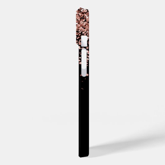 Glam Rose Gold Glitzer Elegantes Monogramm Case-Mate iPhone Hülle (Rückseite / Links)