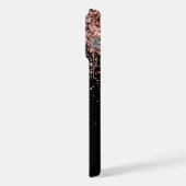 Glam Rose Gold Glitzer Elegantes Monogramm iPhone Hülle (Linke Seite)