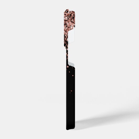 Glam Rose Gold Glitzer Elegantes Monogramm iPhone Hülle (Linke Seite)