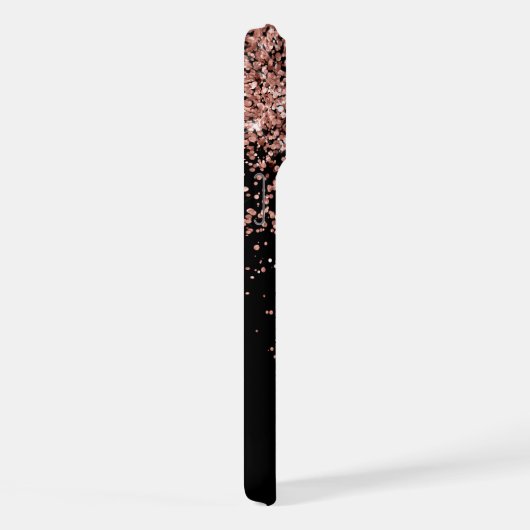 Glam Rose Gold Glitzer Elegantes Monogramm iPhone Hülle (Rechte Seite)