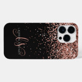 Glam Rose Gold Glitzer Elegantes Monogramm iPhone Hülle (Rückseite (Horizontal))