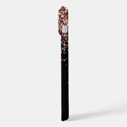 Glam Rose Gold Glitzer Elegantes Monogramm iPhone Hülle (Linke Seite)