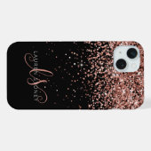 Glam Rose Gold Glitzer Elegantes Monogramm iPhone Hülle (Rückseite (Horizontal))
