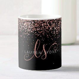 Glam Rose Gold Glitzer Elegantes Monogramm Kaffeetasse