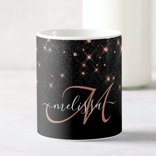 Glam Rose Gold Glitzer Elegantes Monogramm Kaffeetasse
