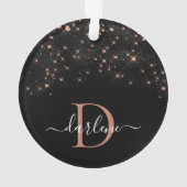 Glam Rose Gold Glitzer Elegantes Monogramm Ornament (Rückseite)