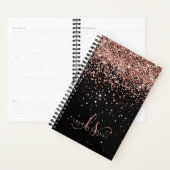 Glam Rose Gold Glitzer Elegantes Monogramm Planer (Anzeige)