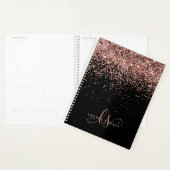 Glam Rose Gold Glitzer Elegantes Monogramm Planer (Anzeige)