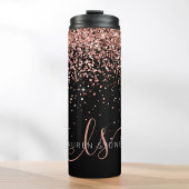 Glam Rose Gold Glitzer Elegantes Monogramm Thermosbecher