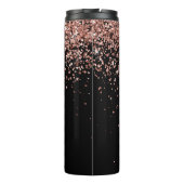 Glam Rose Gold Glitzer Elegantes Monogramm Thermosbecher (Rückseite)
