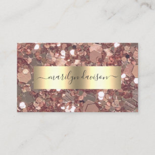 Glam Rose Gold Glitzer Foil Design Beruflich Visitenkarte