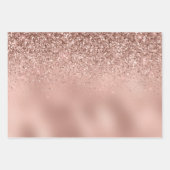 Glam Rose Gold Glitzer Geschenkpapier Set (Vorderseite)