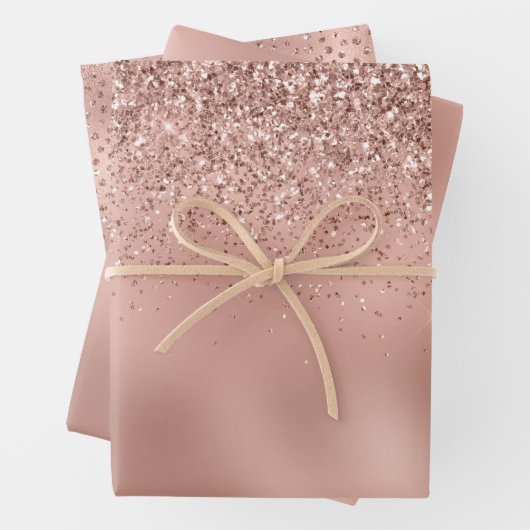 Glam Rose Gold Glitzer Geschenkpapier Set (Beispiel)