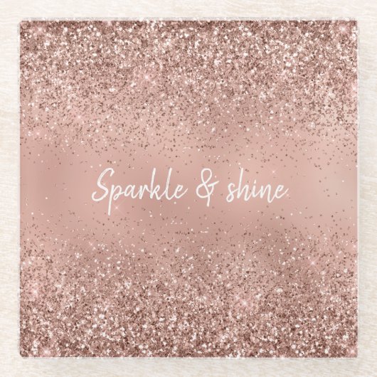 Glam Rose Gold Glitzer Glasuntersetzer (Vorderseite)