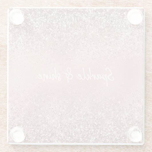 Glam Rose Gold Glitzer Glasuntersetzer (Rückseite)