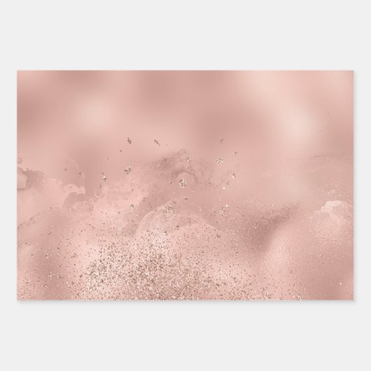 Glam Rose Gold Glitzer Glitzy Sparkle Geschenkpapier Set (Vorderseite)