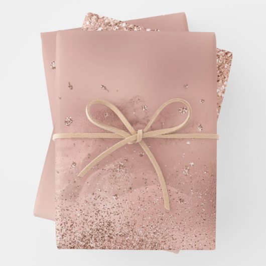 Glam Rose Gold Glitzer Glitzy Sparkle Geschenkpapier Set (Beispiel)
