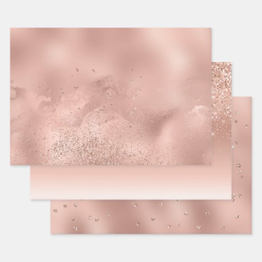 Glam Rose Gold Glitzer Glitzy Sparkle Geschenkpapier Set (Set)