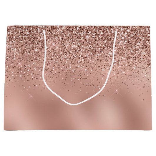 Glam Rose Gold Glitzer Große Geschenktüte (Vorderseite)