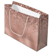 Glam Rose Gold Glitzer Große Geschenktüte (Vorderseite Schrägansicht)