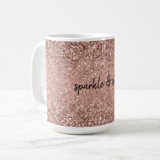 Glam Rose Gold Glitzer Kaffeetasse (Vorderseite Links)