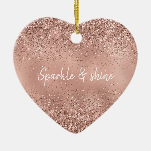 Glam Rose Gold Glitzer Keramik Ornament (Vorne)