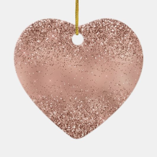 Glam Rose Gold Glitzer Keramik Ornament (Hinten)