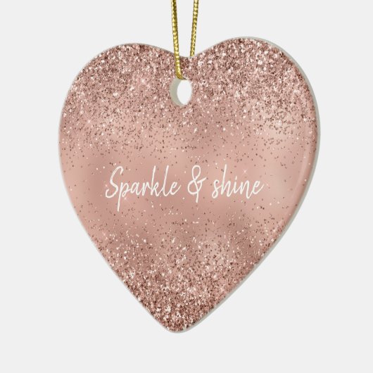 Glam Rose Gold Glitzer Keramik Ornament (Links)