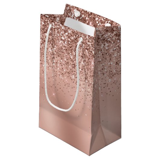Glam Rose Gold Glitzer Kleine Geschenktüte (Vorderseite Schrägansicht)