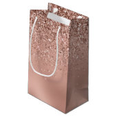 Glam Rose Gold Glitzer Kleine Geschenktüte (Rückseite Schrägansicht)