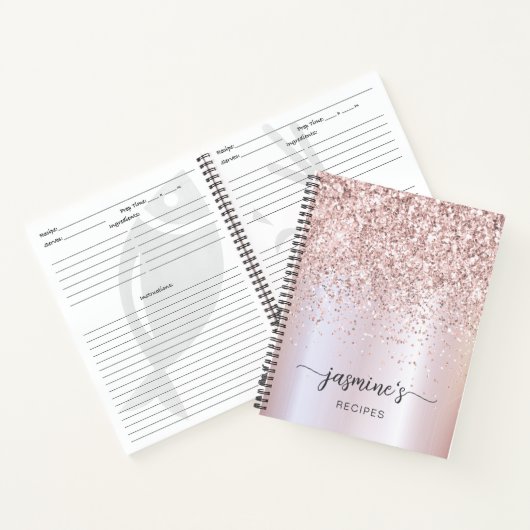 Glam Rose Gold Glitzer Kochbuch Notizblock (Innenseite)