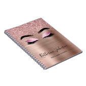 Glam Rose Gold Glitzer Lashes Beauty Monogram Notizblock (Rechte Seite)