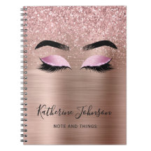 Glam Rose Gold Glitzer Lashes Beauty Monogram