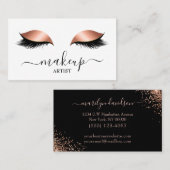Glam Rose Gold Glitzer Lashes Makeup Artist Salon Visitenkarte (Vorne/Hinten)