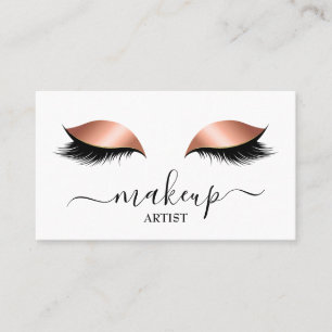 Glam Rose Gold Glitzer Lashes Makeup Artist Salon Visitenkarte