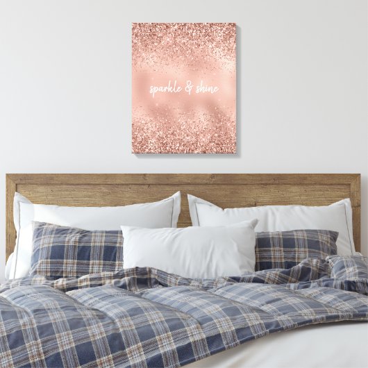 Glam Rose Gold Glitzer Leinwanddruck (Insitu (Schlafzimmer))