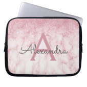 Glam Rose Gold Glitzer Marmorsparkle Monogramm Laptopschutzhülle (Vorderseite)