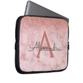 Glam Rose Gold Glitzer Marmorsparkle Monogramm Laptopschutzhülle (Vorne Rechts)