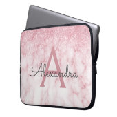 Glam Rose Gold Glitzer Marmorsparkle Monogramm Laptopschutzhülle (Vorderseite Links)