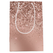 Glam Rose Gold Glitzer Mittlere Geschenktüte (Vorderseite)