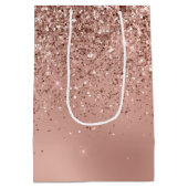 Glam Rose Gold Glitzer Mittlere Geschenktüte (Rückseite)