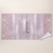 Glam Rose Gold Glitzer Monogram Name Girl Script Strandtuch (Vorderseite)