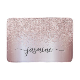 Glam Rose Gold Glitzer Monogram Typografie Bath Ma Badematte