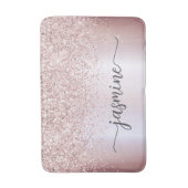 Glam Rose Gold Glitzer Monogram Typografie Bath Ma Badematte (Vorderseite Vertikal)