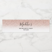 Glam Rose Gold Glitzer Ombre Bachelorette Wasserflaschenetikett (Einzelnes Label)