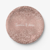 Glam Rose Gold Glitzer Pappteller (Vorderseite)
