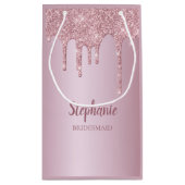 Glam Rose Gold Glitzer Personalisiert Bridesmaid Kleine Geschenktüte (Rückseite)