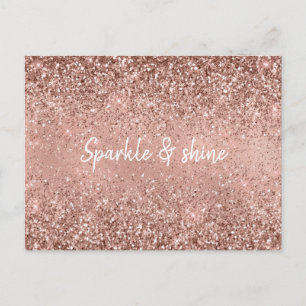 Glam Rose Gold Glitzer Postkarte
