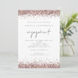 Glam Rose Gold Glitzer Script Engagement Party Einladung